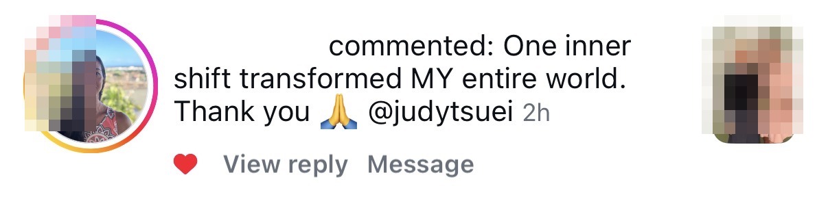 Instagram comment from a client: One inner shift transformed MY entire world.